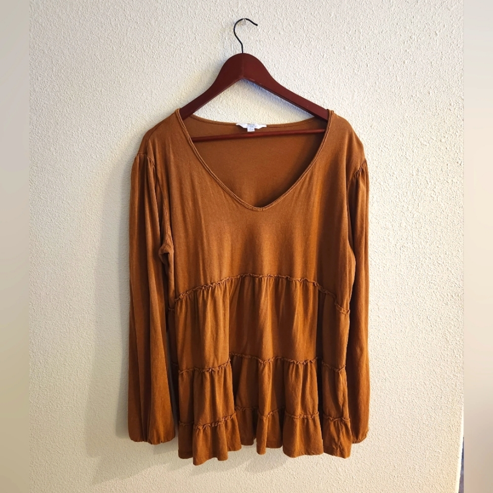 Brown Tiered Tunic Top